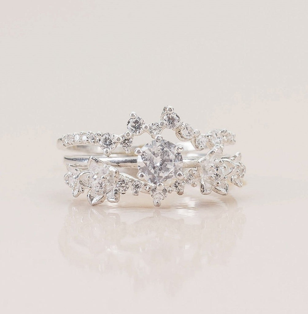 Moissanite White Gold Flower Ring Design for Female ADLR238