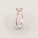 Unique Flowers Engagement Ring No.6 in Rose Gold - Moissanite/Diamond
