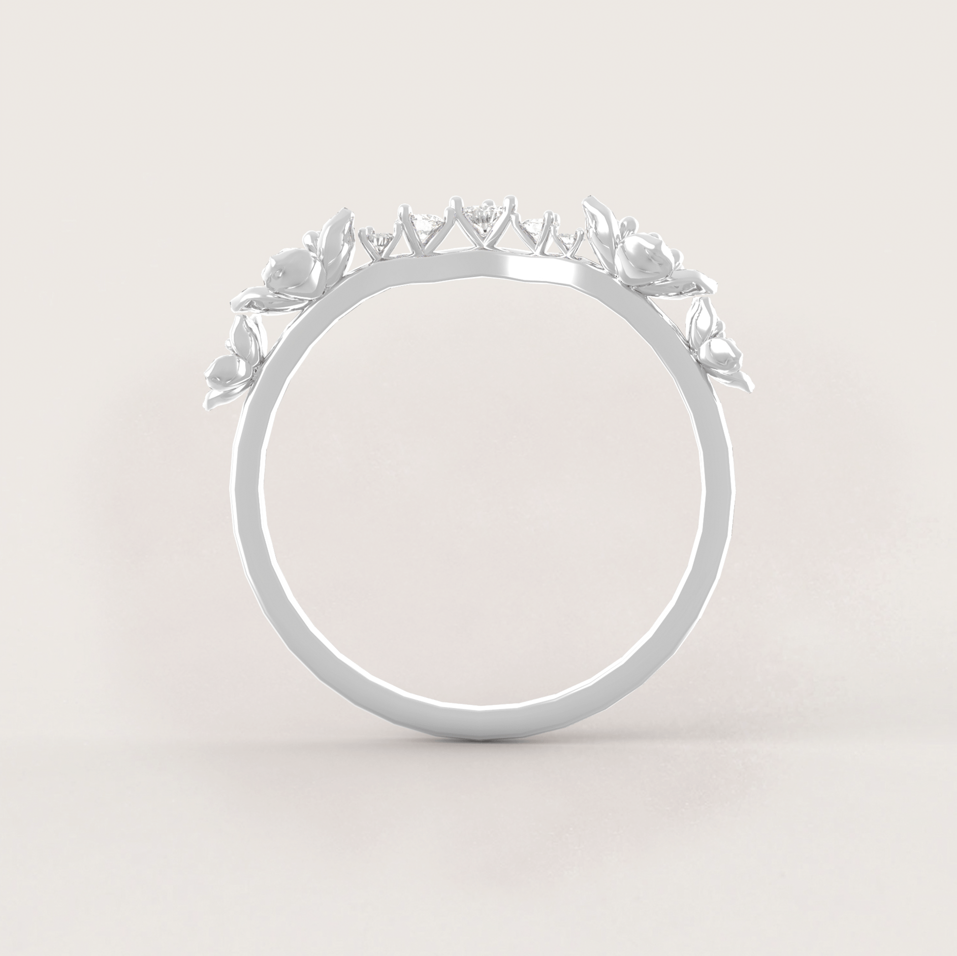 Flower Tiara Wedding Ring No.9 in White Gold - Diamond - Roelavi
