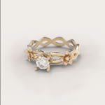 Unique Cherry Blossom Ring No.8 in Yellow Gold - Moissanite/Diamond - Roelavi