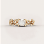 Unique Cherry Blossom Ring No.8 in Yellow Gold - Moissanite/Diamond - Roelavi