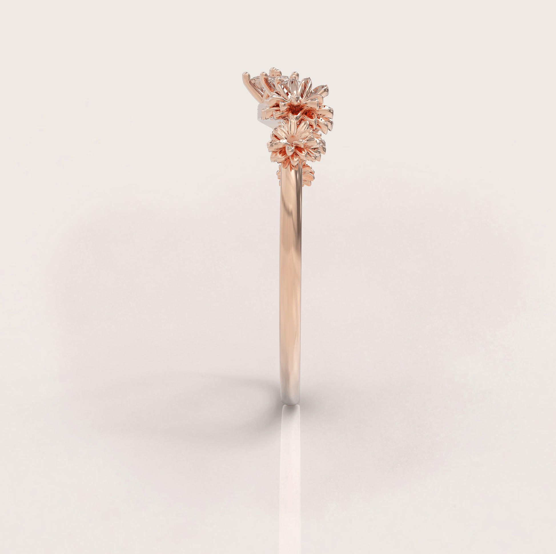 Unique Daisy Engagement Ring No.45 Rose Gold - Diamond - Roelavi