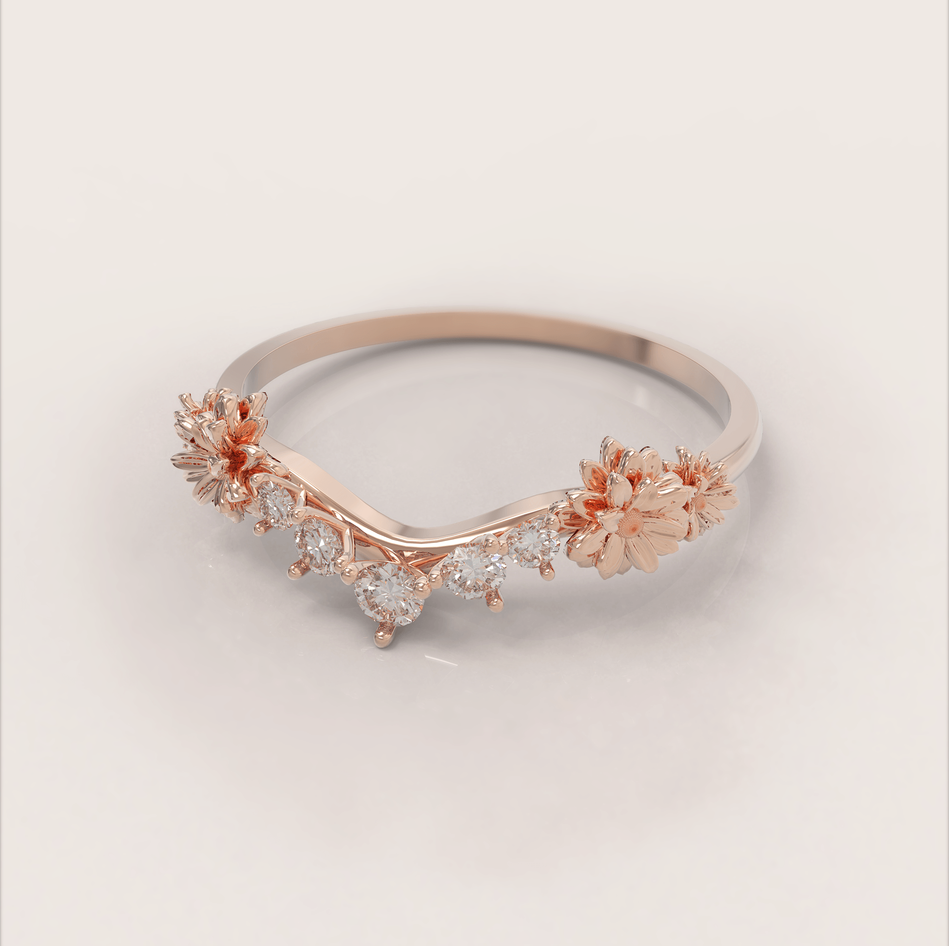 Unique Daisy Engagement Ring No.45 Rose Gold - Diamond Unique Daisy Engagement Ring No.45 Rose Gold - Diamond