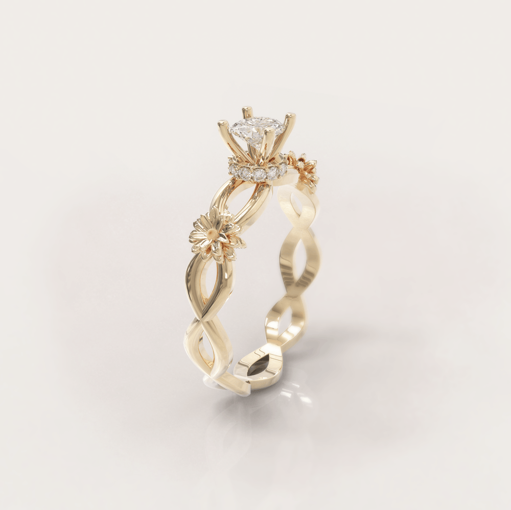 Unique Daisy Ring No.8 in Yellow Gold - Moissanite/Diamond