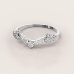 Unique Daisy Wedding Ring No.45 in White Gold - Diamond
