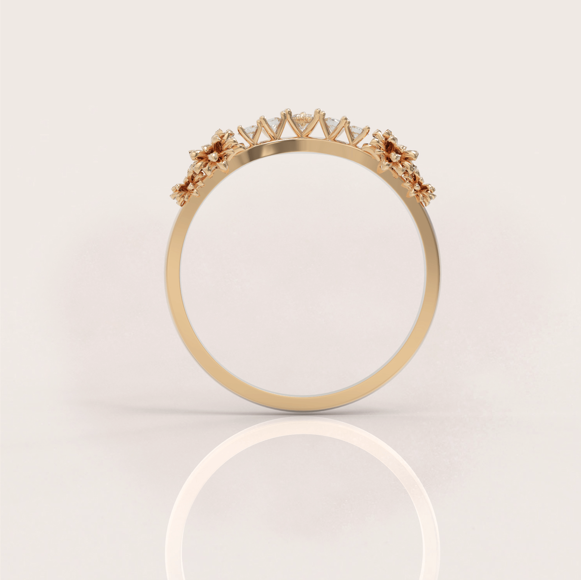 Unique Daisy Wedding Ring No.45 Yellow Gold - Diamond - Roelavi