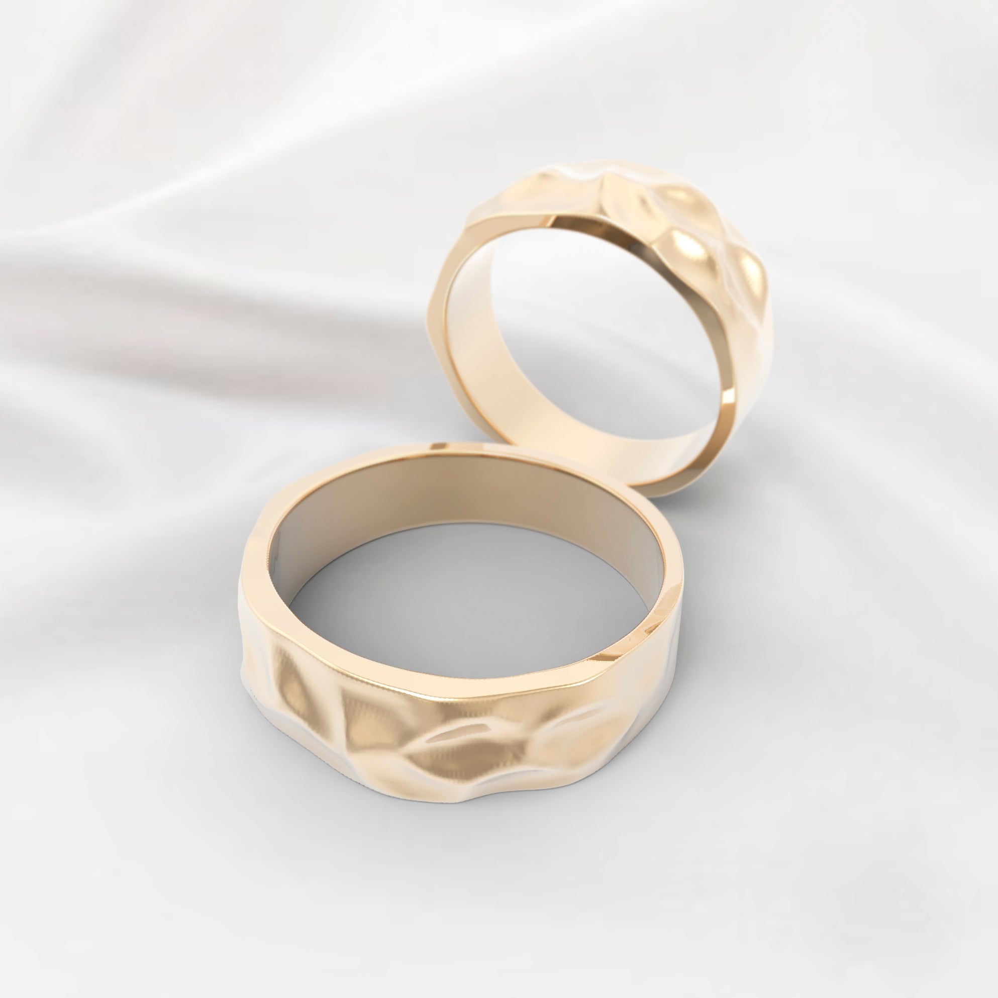 Unique Earthy Wedding Ring Set No.60 in Yellow Gold - Roelavi