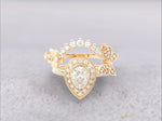 Unique Fancy Butterfly Engagement Ring Set No.2 in Yellow Gold - Diamond/Moissanite