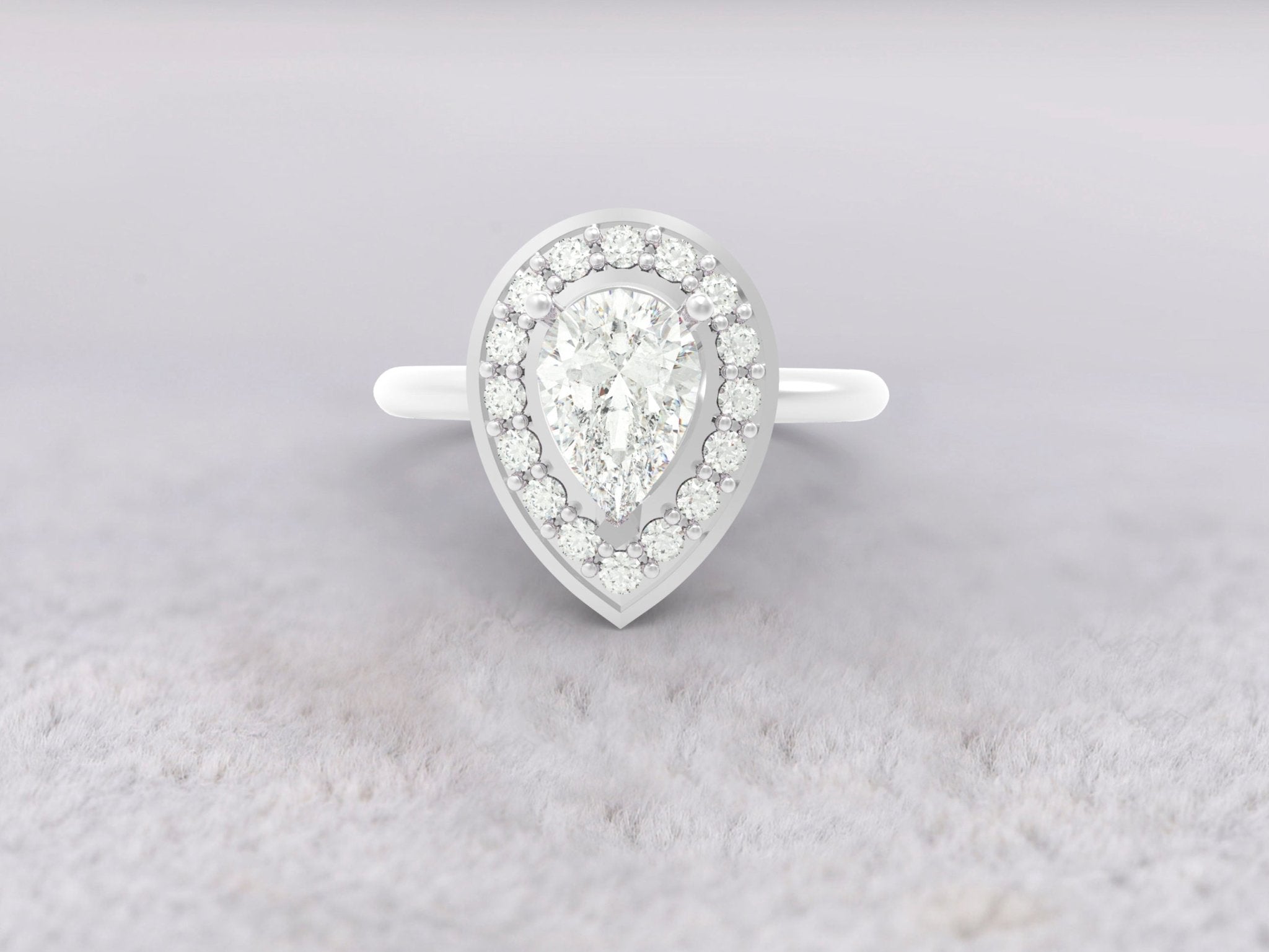 Unique Fancy Floral Tiara Ring Set No.73 in White Gold - Diamond/Moissanite - Roelavi