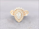 Unique Fancy Floral Tiara Ring Set No.73 in Yellow Gold - Diamond/Moissanite