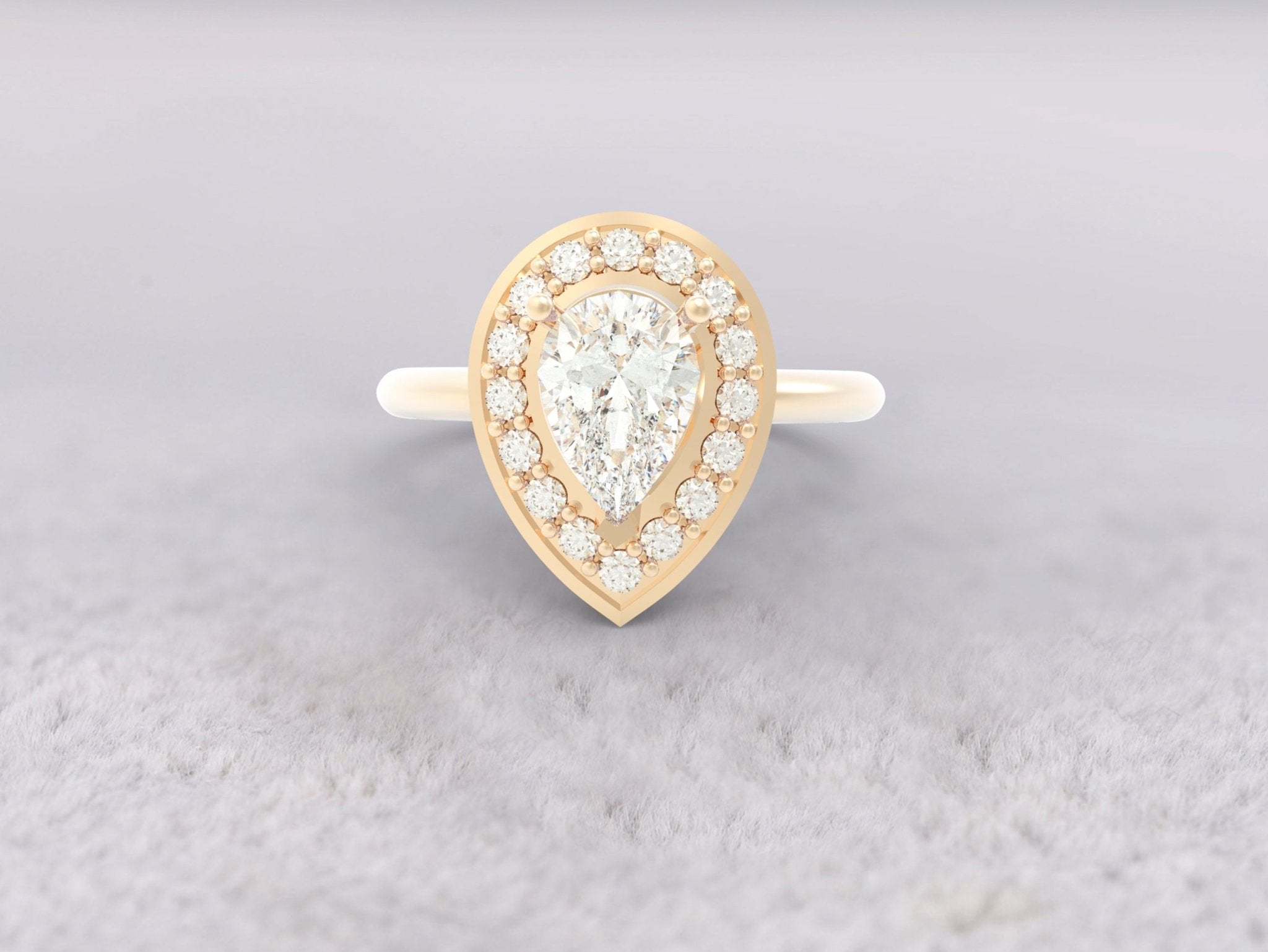 Unique Fancy Floral Tiara Ring Set No.73 in Yellow Gold - Diamond/Moissanite - Roelavi