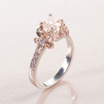 Unique Flower Engagement Ring No. 1 Rose Band/Yellow Flower Gold - Morganite and Sapphire
