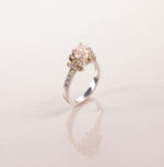 Unique Flower Engagement Ring No.1 White Band/Yellow Flower Gold - Morganite
