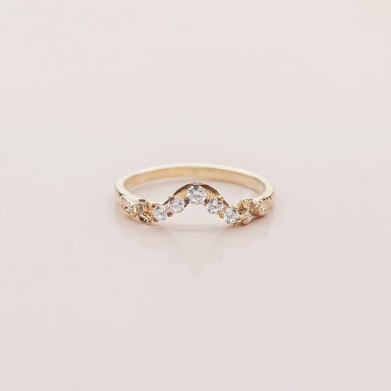 Unique Flower Engagement Ring Set No.1 Yellow Gold - Moissanite/Diamond - Roelavi