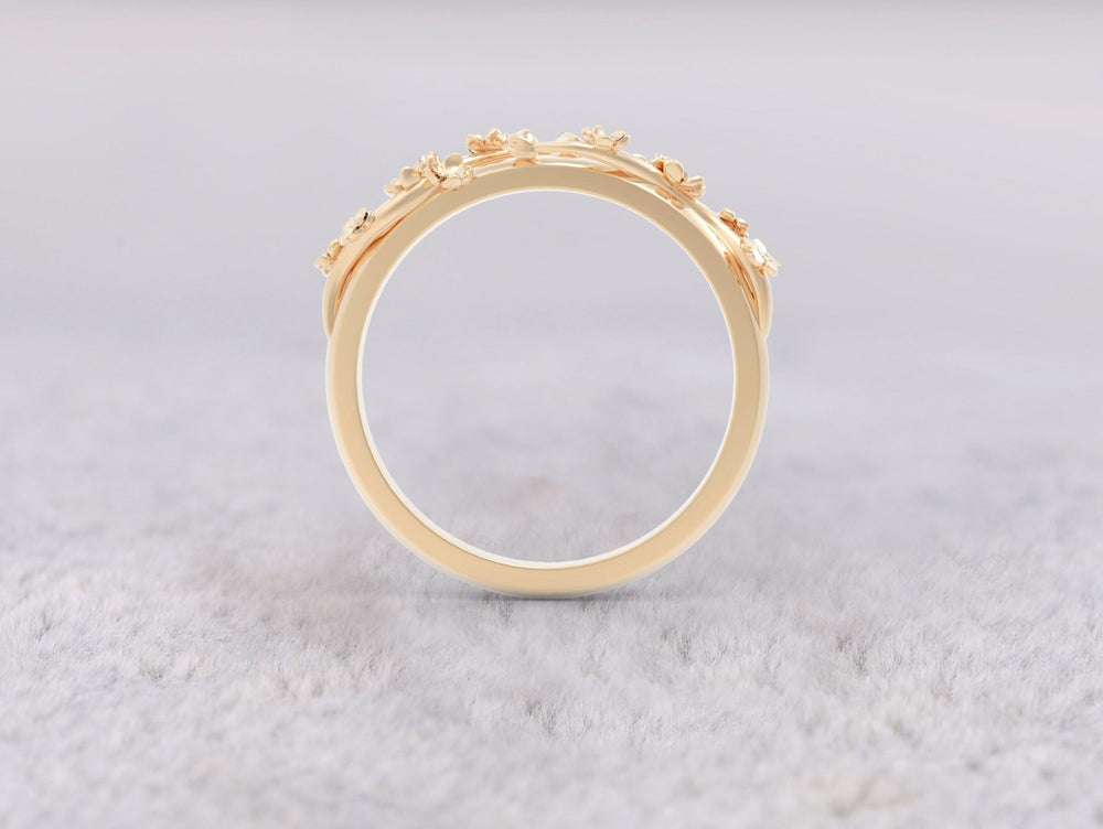 Unique Flowers and Buds Wedding Ring No.69 in Yellow Gold - Roelavi