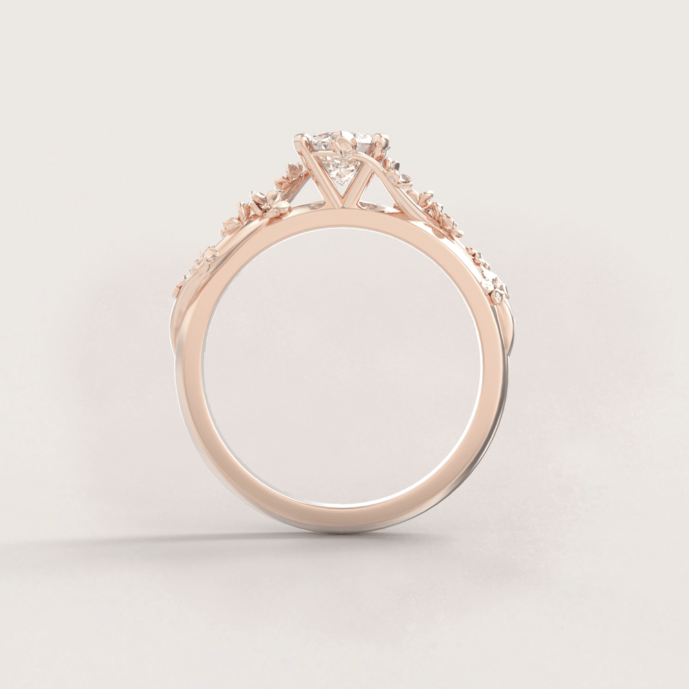 Unique Flowers Engagement Ring No.6 in Rose Gold - Moissanite/Diamond - Roelavi