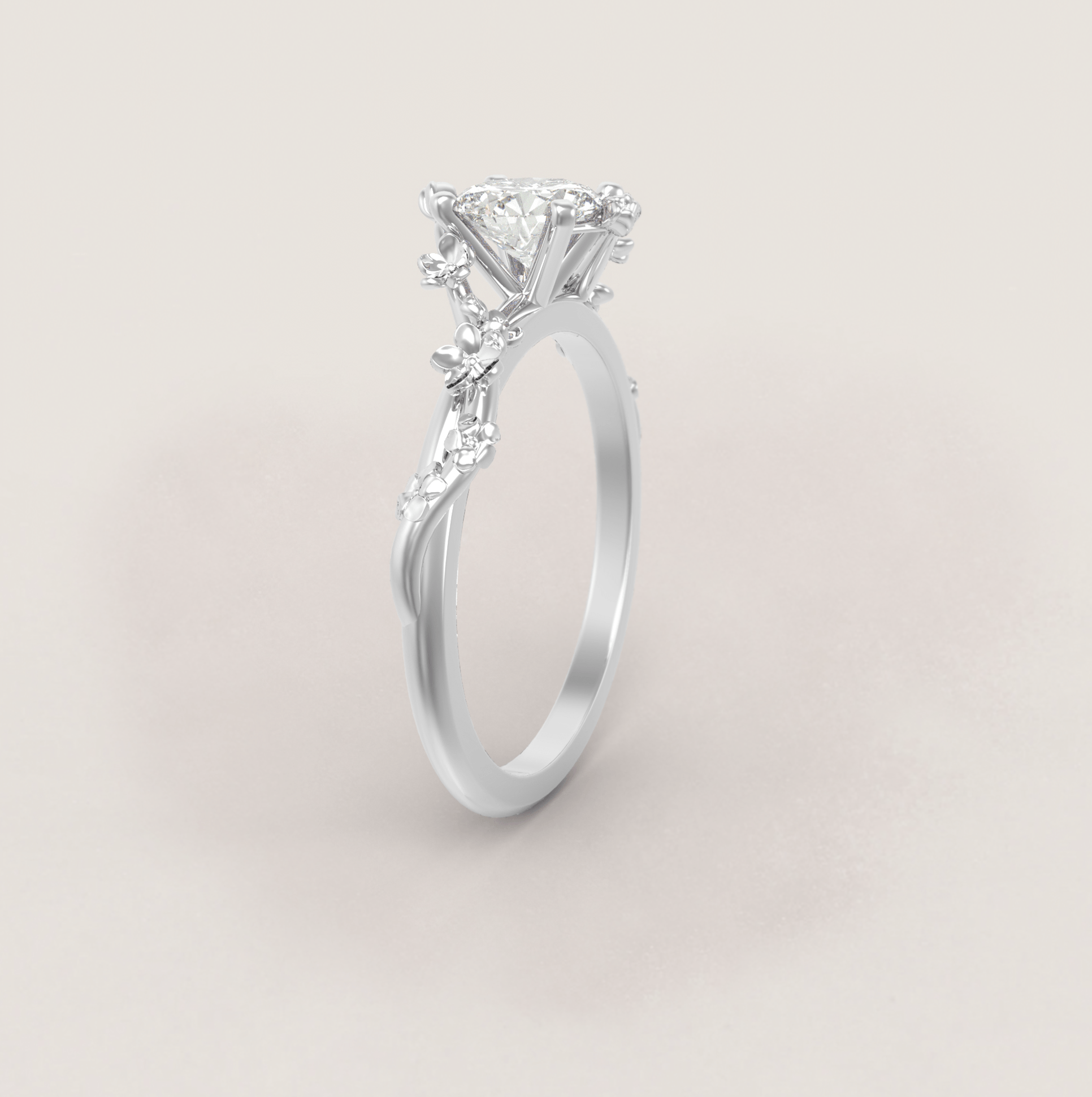 Moissanite White Gold Flower Ring Design for Female ADLR238