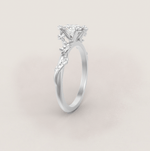 Unique Flowers Engagement Ring No.6 in White Gold - Moissanite/Diamond