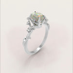 Unique Flowers Engagement Ring No.6 in White Gold - Opal - Roelavi