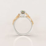 Unique Flowers Engagement Ring No.6 Version 2 in White Band/Yellow Flowers Gold - Opal - Roelavi