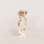 Unique Flowers Engagement Ring No.6 Version 2 in Yellow Band/Rose Flowers Gold - Opal - Roelavi