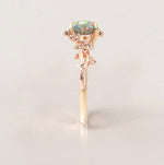 Unique Flowers Engagement Ring No.6 Version 2 in Yellow Band/Rose Flowers Gold - Opal - Roelavi