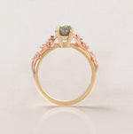 Unique Flowers Engagement Ring No.6 Version 2 in Yellow Band/Rose Flowers Gold - Opal - Roelavi