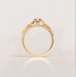 Unique Flowers Engagement Ring No.6 Version 2 in Yellow Gold - Amethyst - Roelavi