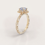 Unique Halo Snowflake Engagement Ring No.23 in Yellow Gold - Aquamarine and Topaz - Roelavi