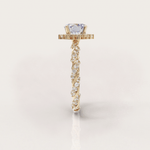 Unique Halo Snowflake Engagement Ring No.23 in Yellow Gold - Aquamarine and Topaz - Roelavi