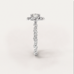 Unique Halo Snowy Princess Engagement Ring No.22 in White Gold - Moissanite/Diamond with CZ - Roelavi