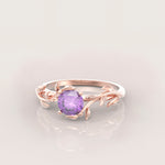 Unique Leaves Engagement Ring No.5 in Rose Gold - Amethyst - Roelavi