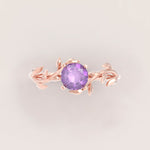 Unique Leaves Engagement Ring No.5 in Rose Gold - Amethyst - Roelavi