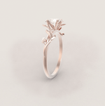 Unique Leaves Engagement Ring No.5 in Rose Gold - Moissanite/Diamond
