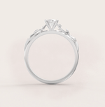 Unique Leaves Engagement Ring No.5 in White Gold - Moissanite/Diamond - Roelavi