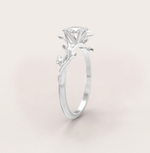 Unique Leaves Engagement Ring No.5 in White Gold - Moissanite/Diamond