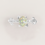 Unique Leaves Engagement Ring No.5 in White Gold - Opal