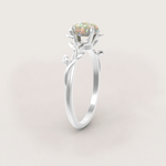 Unique Leaves Engagement Ring No.5 in White Gold - Opal - Roelavi