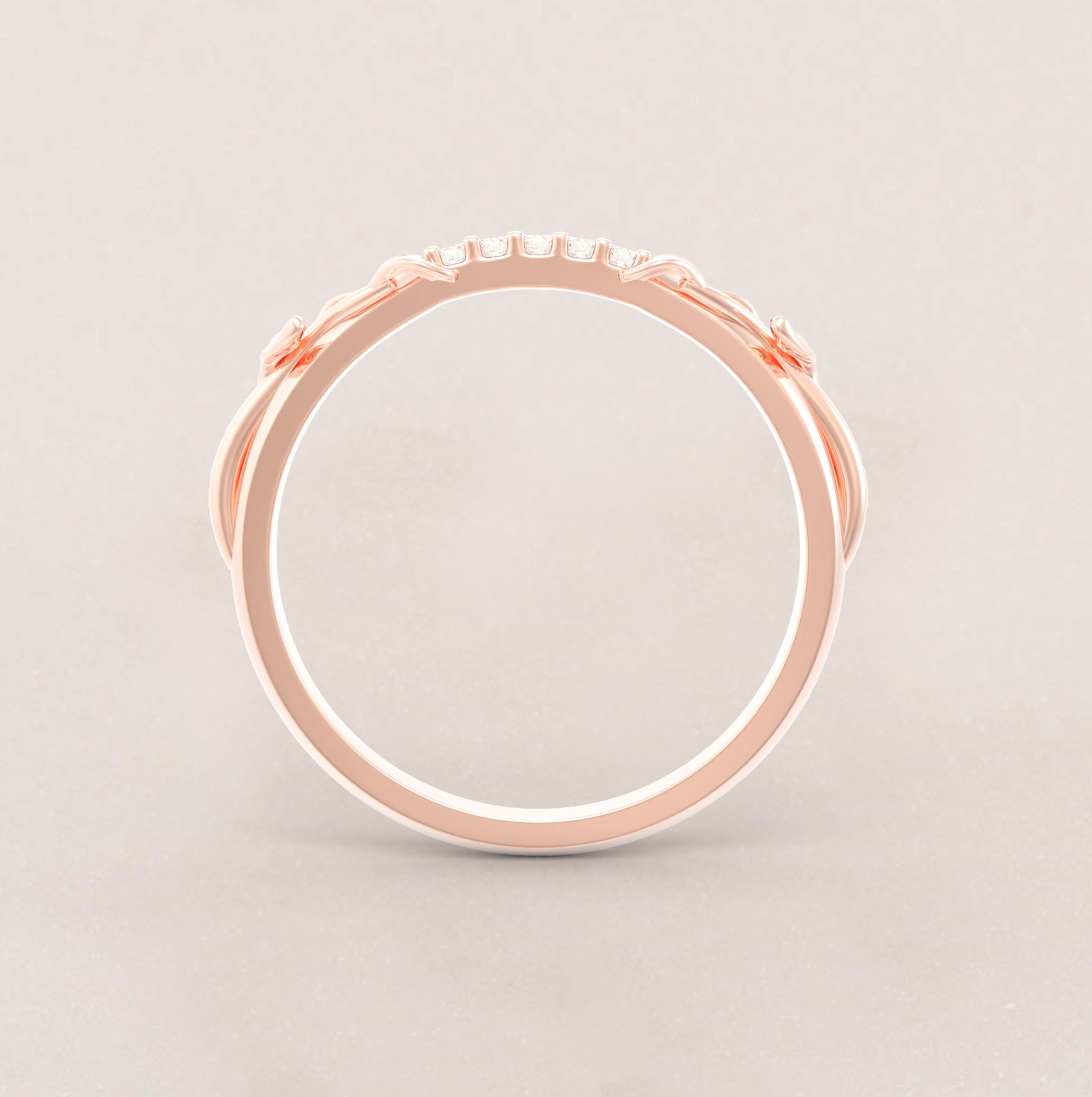 Unique Leaves Tiara Wedding Ring No.64 in Rose Gold - Diamond - Roelavi