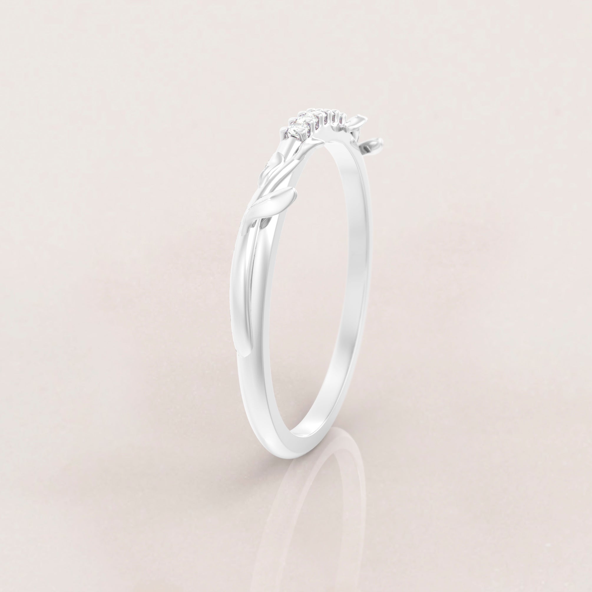 Unique Leaves Tiara Wedding Ring No.64 in White Gold - Diamond - Roelavi