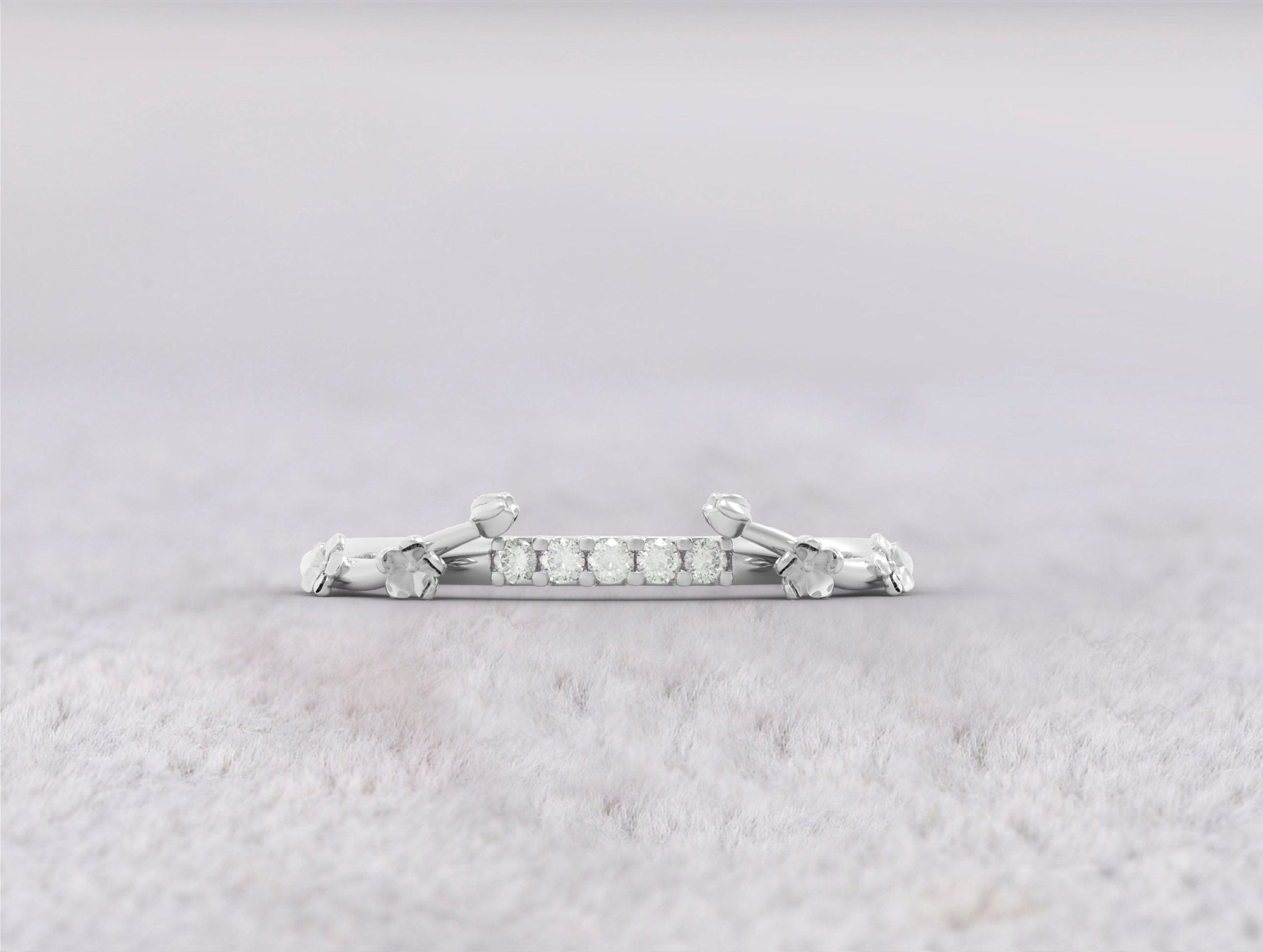 Unique Leaves Tiara Wedding Ring No.70 in White Gold - Diamond - Roelavi