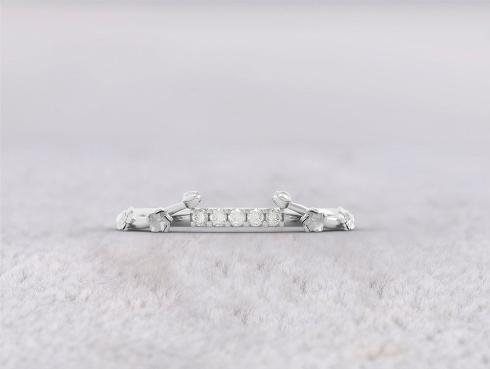 Unique Leaves Tiara Wedding Ring No.70 in White Gold - Diamond - Roelavi