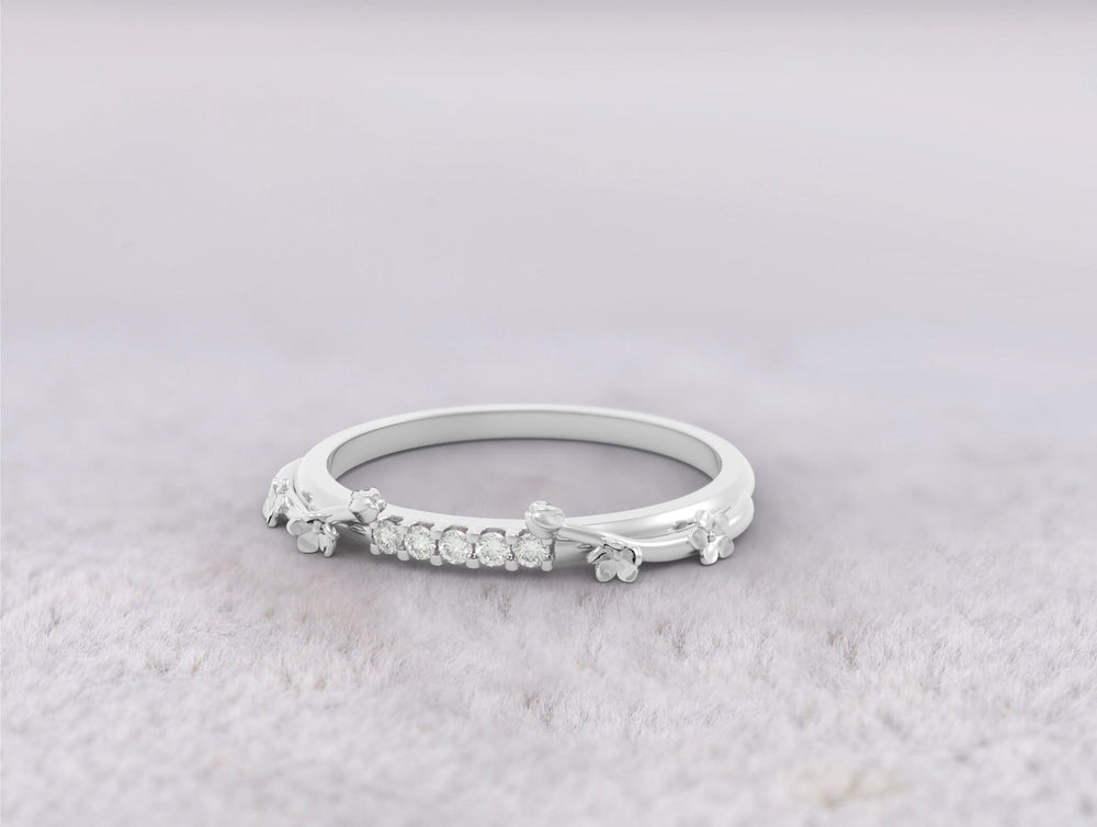 Unique Leaves Tiara Wedding Ring No.70 in White Gold - Diamond