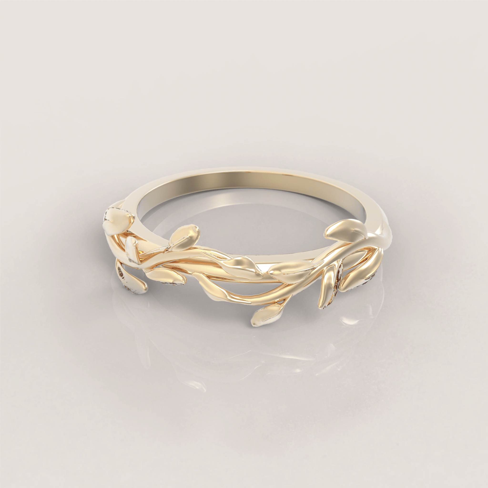 Unique Leaves Wedding Ring No.57 in Yellow Gold - Roelavi