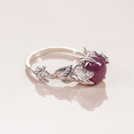 Unique [Rare Edition] Leaves Branch Engagement Ring in White Gold - Star Ruby - Roelavi