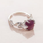 Unique [Rare Edition] Leaves Branch Engagement Ring in White Gold - Star Ruby - Roelavi