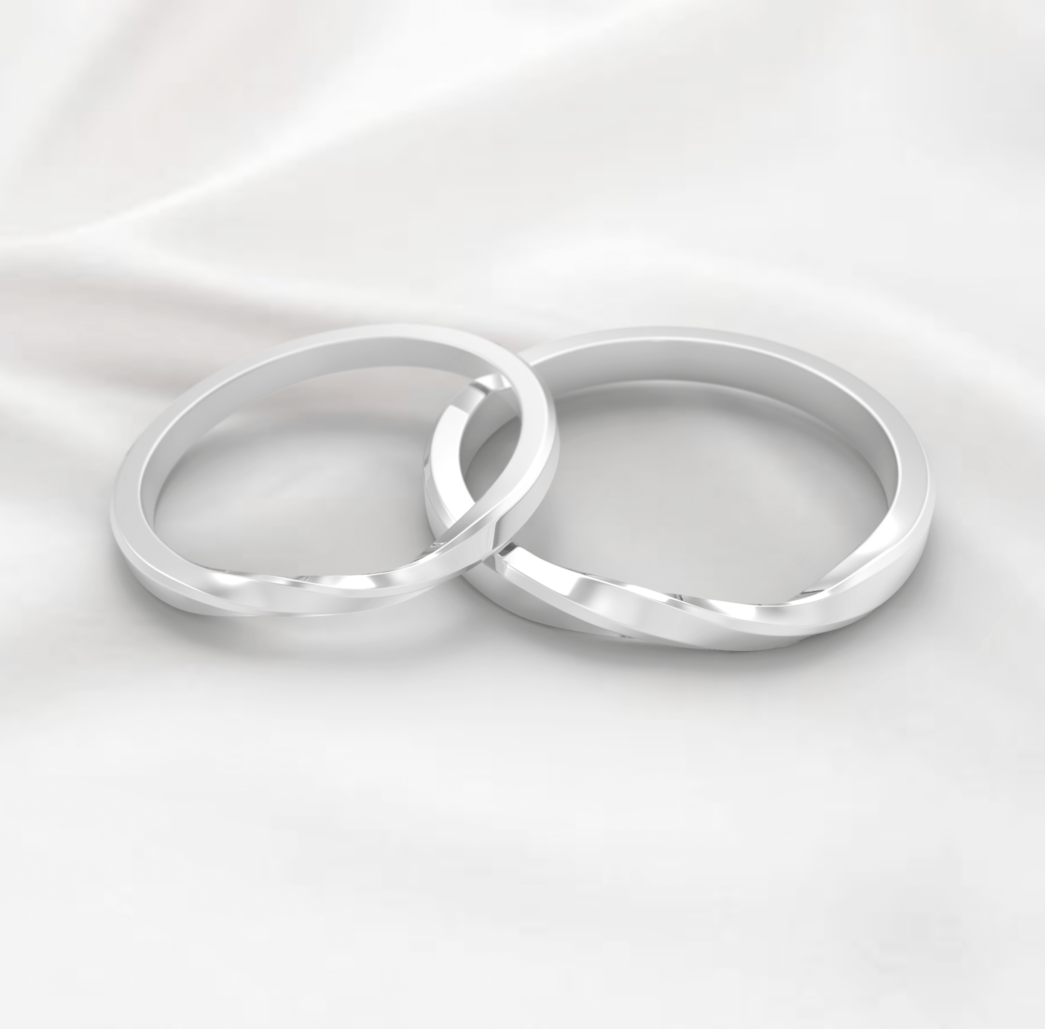 Unique Twisted Wedding Ring Set No.58 in White Gold - Roelavi