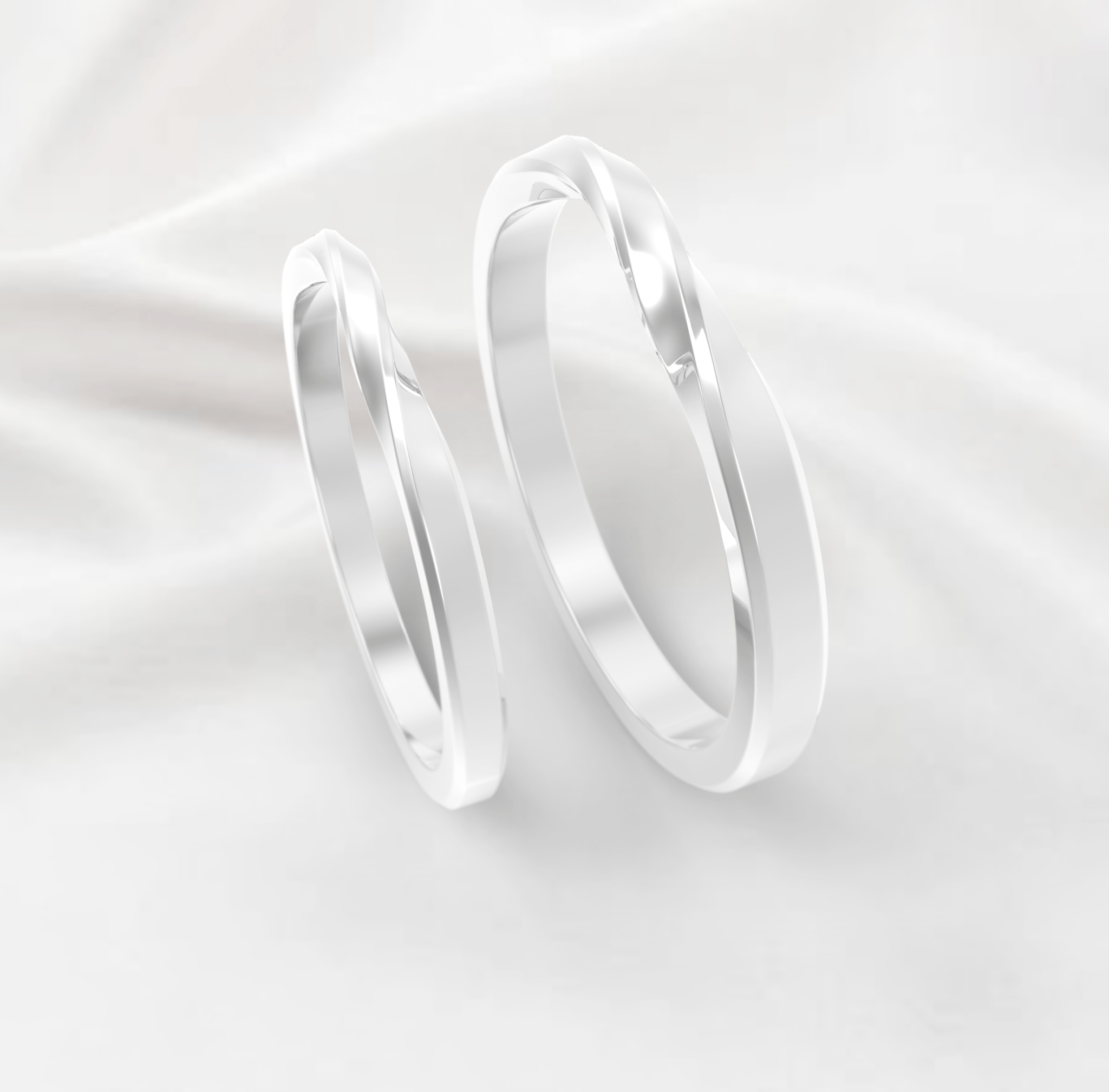 Unique Twisted Wedding Ring Set No.58 in White Gold - Roelavi