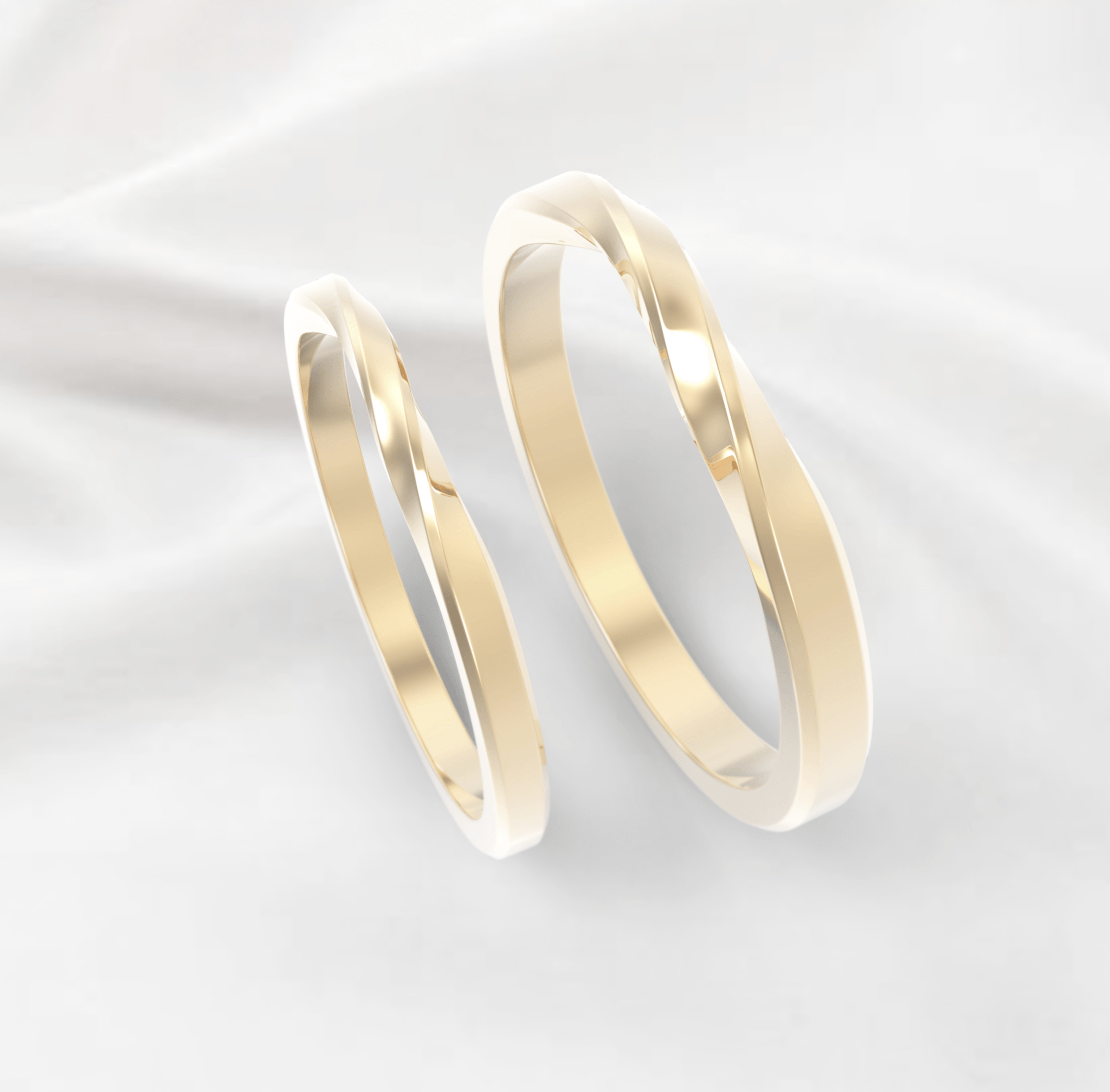 Unique Twisted Wedding Ring Set No.58 in Yellow Gold - Roelavi