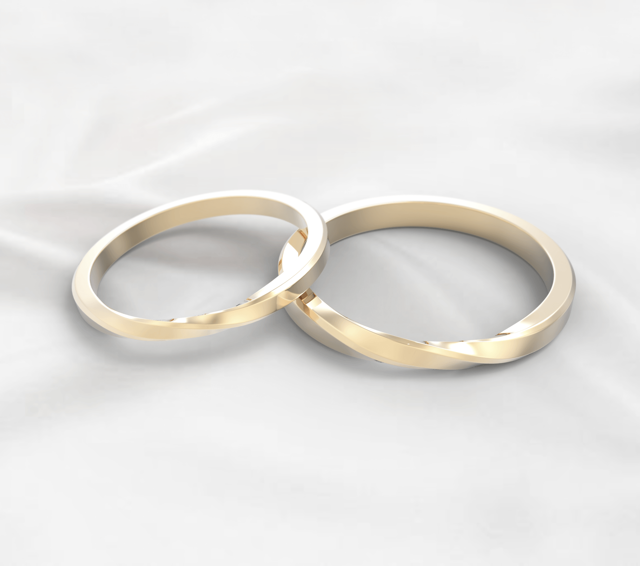 Unique Twisted Wedding Ring Set No.58 in Yellow Gold - Roelavi